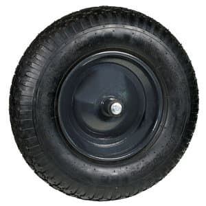 Kruiwagenwiel met luchtband en metalen velg (aslengte 13 cm) NAALDLAGER