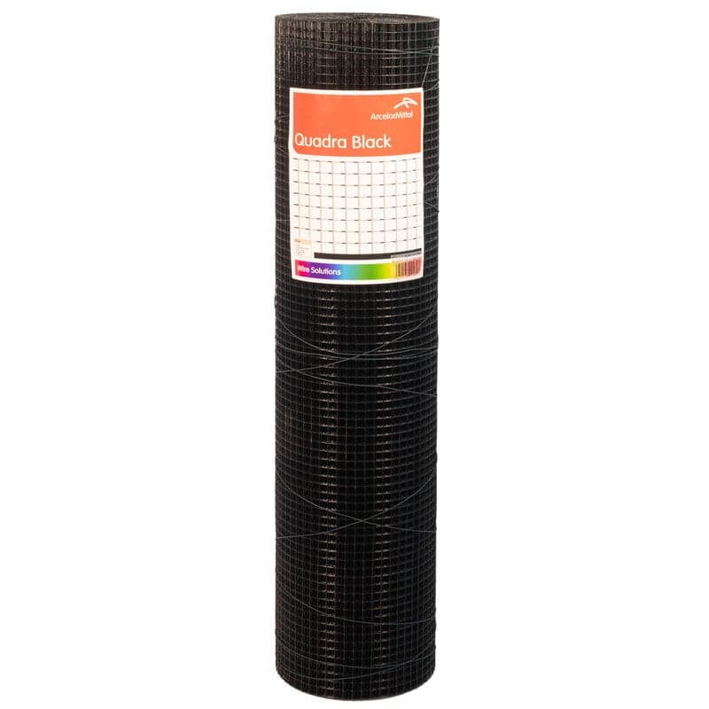 Volieregaas Quadra® PVC zwart (19x1,1 mm) 100 cm