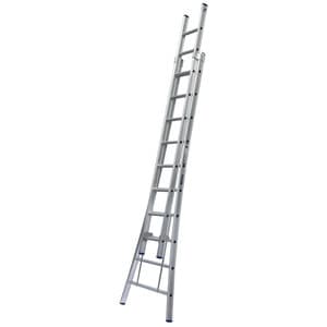 2-delige Opsteekladder met uitgebogen bomen (16 t/m 18 sporten) GEANODISEERD