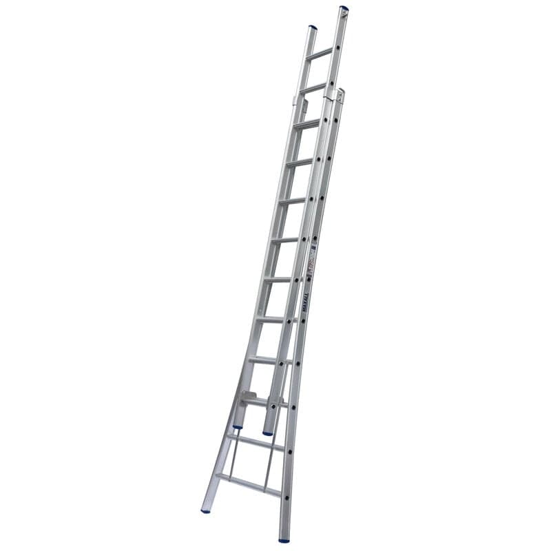 2-delige Opsteekladder met uitgebogen bomen (16 t/m 18 sporten) GEANODISEERD