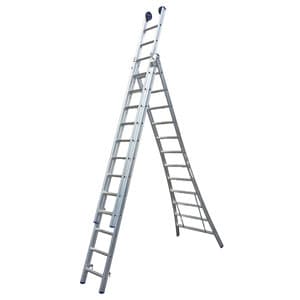 3-delige Reformladder met uitgebogen bomen (8 t/m 12 sporten) GEANODISEERD