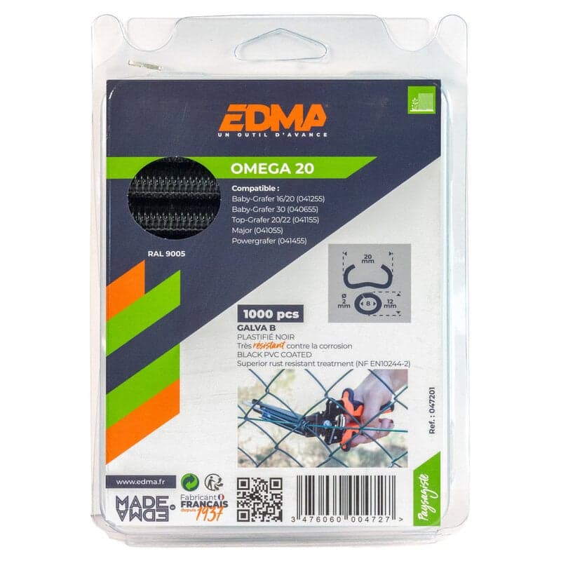 Edma hekwerkringen Omega 20 mm zwart (1.000 stuks)