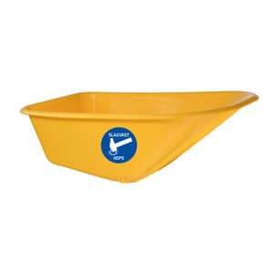 Gele kunststof HDPE kruiwagenbak 100 L (geschikt voor H1G100)