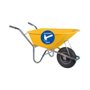 Bouwkruiwagen Basic HDPE 100 L geel met softwiel
