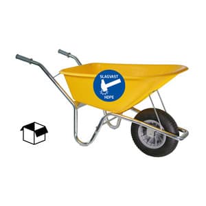 Bouwkruiwagen Basic PE 100 L geel DOOSVERPAKKING