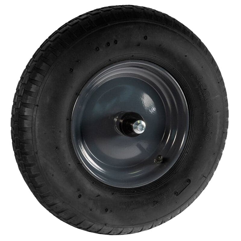 Kruiwagenwiel met luchtband en metalen velg (aslengte 13 cm) KOGELLAGERS